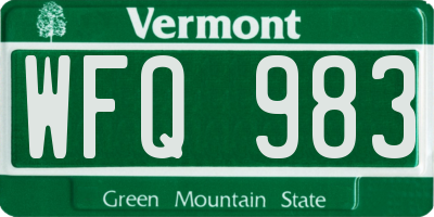 VT license plate WFQ983