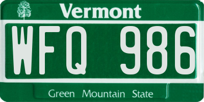 VT license plate WFQ986