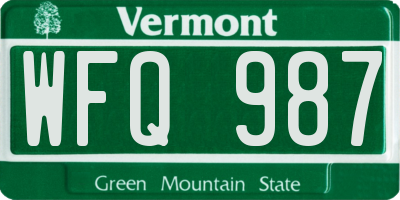 VT license plate WFQ987