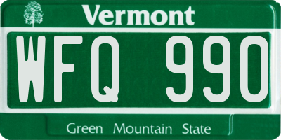 VT license plate WFQ990