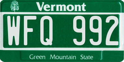 VT license plate WFQ992