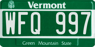 VT license plate WFQ997