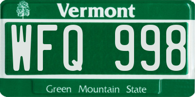 VT license plate WFQ998