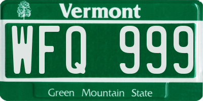 VT license plate WFQ999