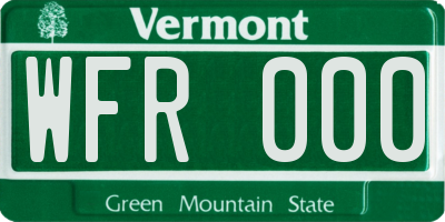 VT license plate WFR000