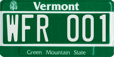 VT license plate WFR001
