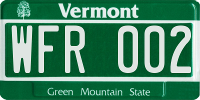 VT license plate WFR002