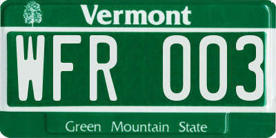 VT license plate WFR003