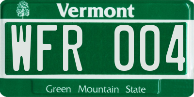 VT license plate WFR004
