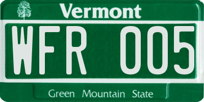 VT license plate WFR005