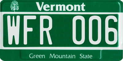 VT license plate WFR006