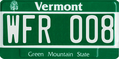 VT license plate WFR008