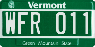 VT license plate WFR011