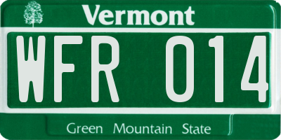 VT license plate WFR014