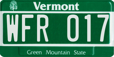 VT license plate WFR017