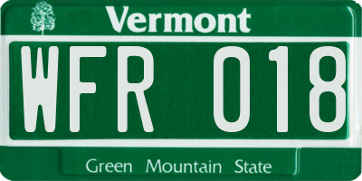 VT license plate WFR018