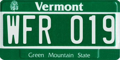 VT license plate WFR019