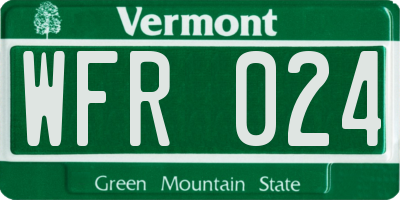 VT license plate WFR024