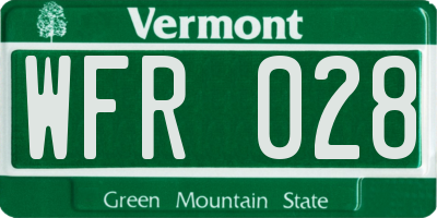 VT license plate WFR028