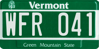 VT license plate WFR041