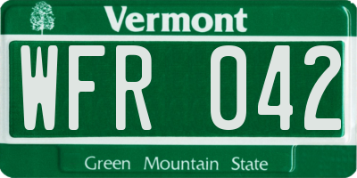 VT license plate WFR042