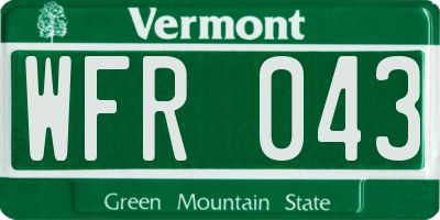 VT license plate WFR043