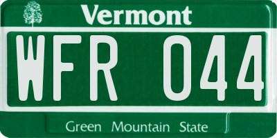VT license plate WFR044
