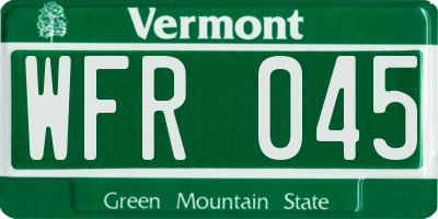 VT license plate WFR045