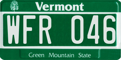 VT license plate WFR046