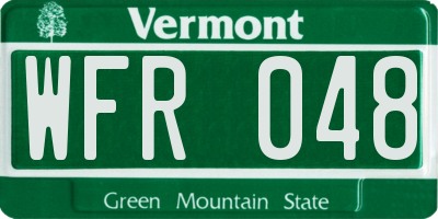 VT license plate WFR048