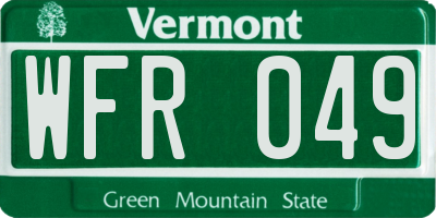 VT license plate WFR049