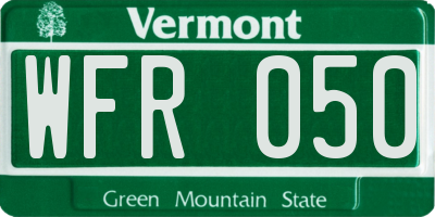 VT license plate WFR050