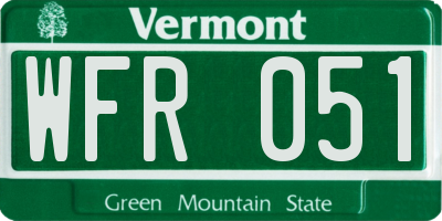 VT license plate WFR051