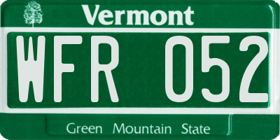 VT license plate WFR052