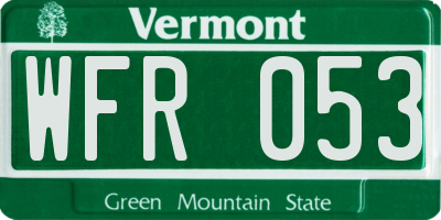 VT license plate WFR053