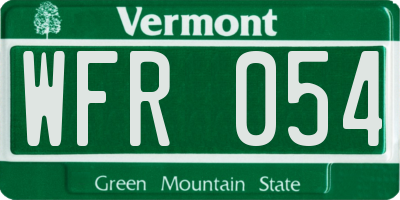 VT license plate WFR054