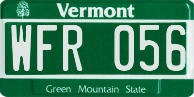 VT license plate WFR056