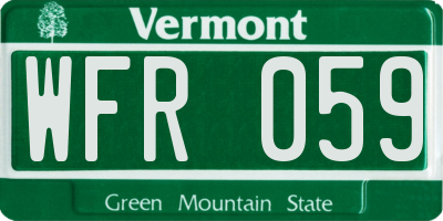 VT license plate WFR059