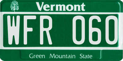 VT license plate WFR060