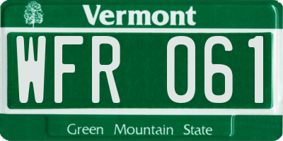 VT license plate WFR061