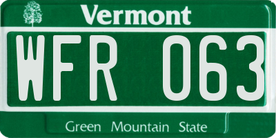 VT license plate WFR063