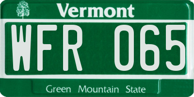 VT license plate WFR065