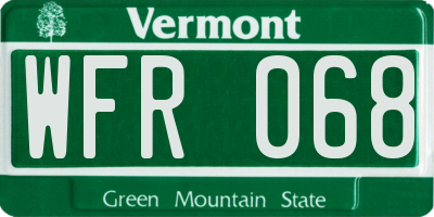 VT license plate WFR068