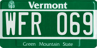 VT license plate WFR069