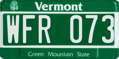 VT license plate WFR073