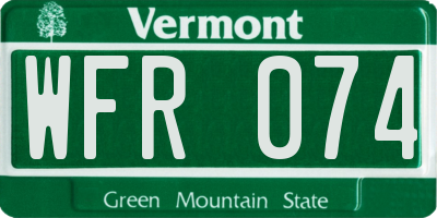 VT license plate WFR074