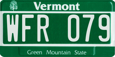 VT license plate WFR079