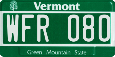 VT license plate WFR080