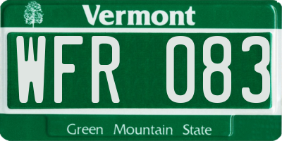 VT license plate WFR083