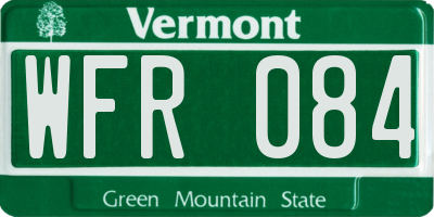 VT license plate WFR084